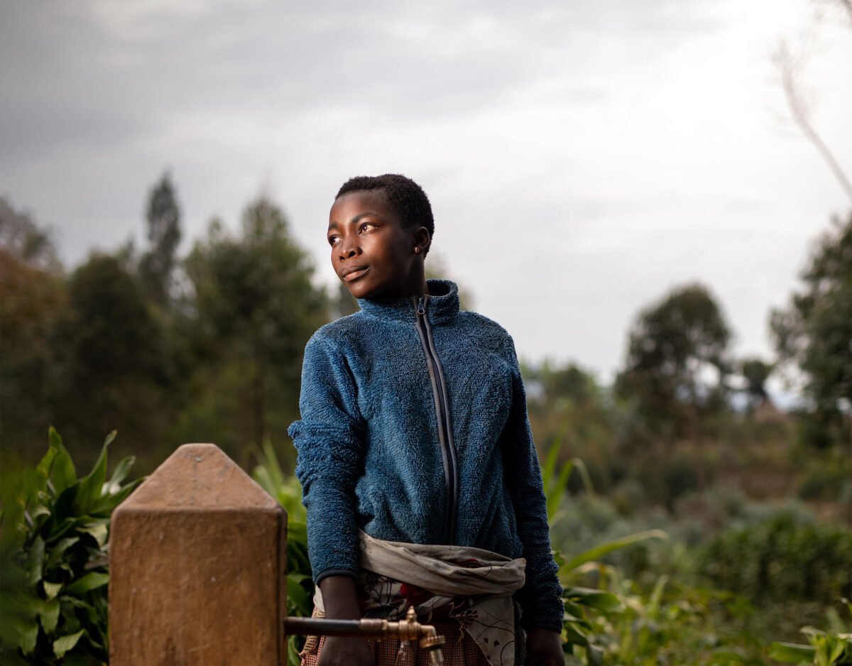 Woman collecting drinking water in South Kivu province in the Democratic Republic of Congo.